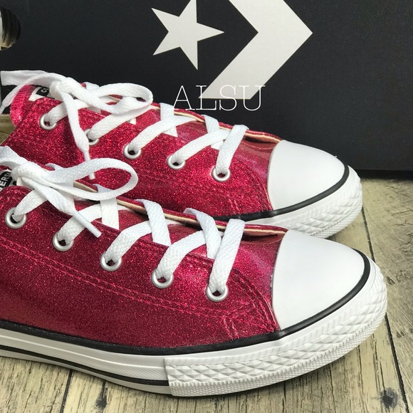 Converse Ctas OX Pink POP Natural Glitter J/W - Picture 2 of 8